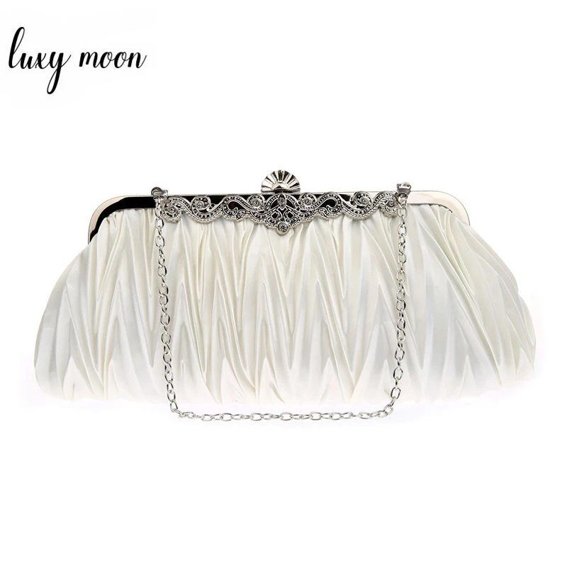 Silver satin evening clutch bag Clearance