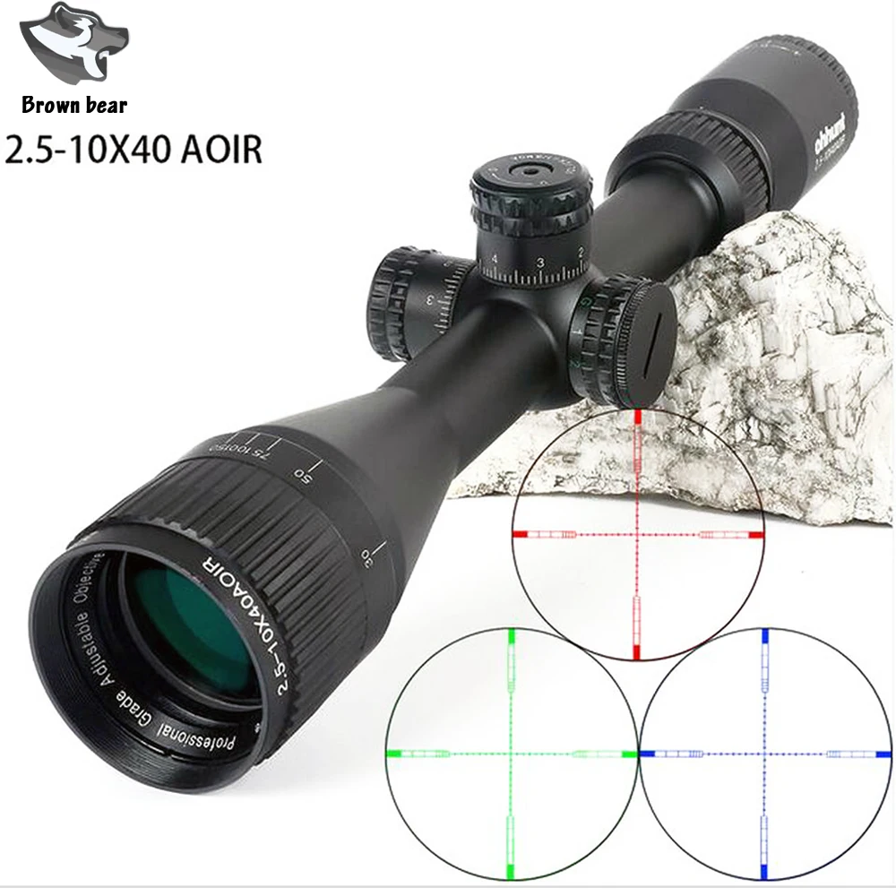 

2.5-10X40 AOIR RGB Mil Dot Illuminated Wire Reticle Riflescope Hunting Scope for Shooting Tactical Optics Sight Rifle Scope