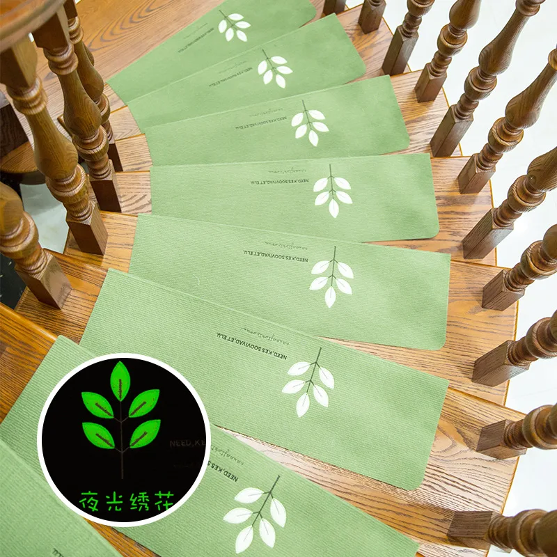 Stair mats luminous carpet self-adhesive rugs luminous non-slip embroidered floor mat foot pad Five leaf grass pattern carpets