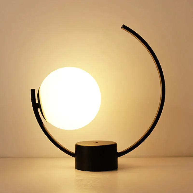 Современная Скандинавская Минималистичная galss настольная лампа шар креативный lron светодиодный настольный светильник для гостиной, кабинета, спальни, прикроватная лампа e27 - Цвет абажура: D33xH35cm