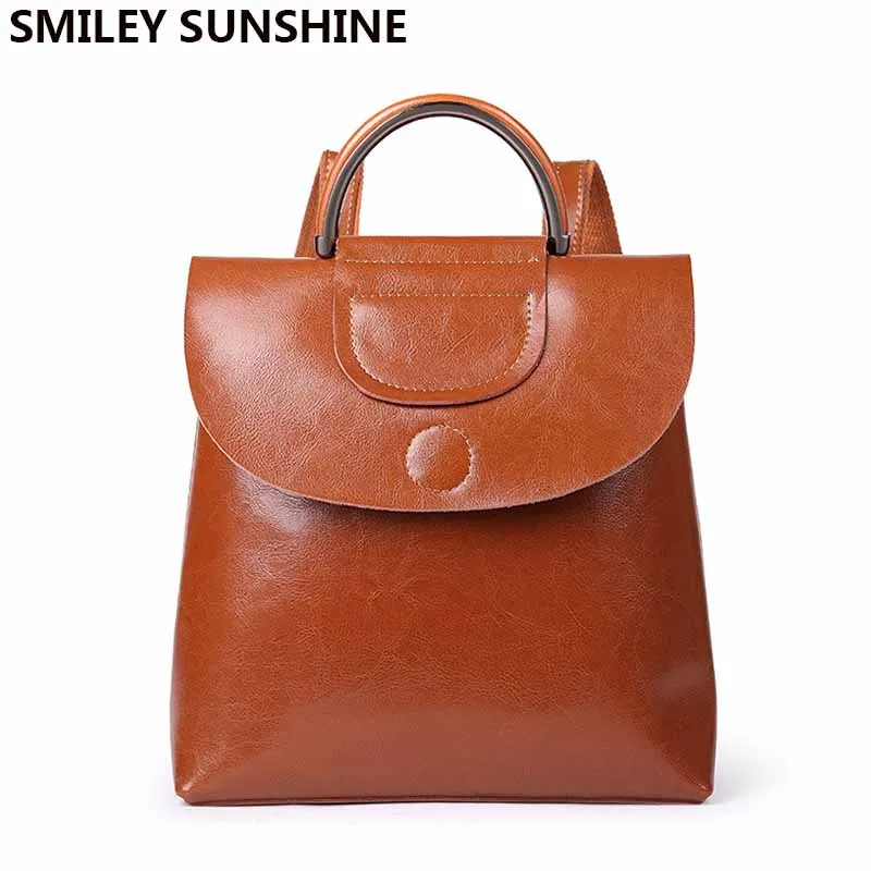 0 : Buy SMILEY SUNSHINE women leather backpack female genuine leather backpacks for ...