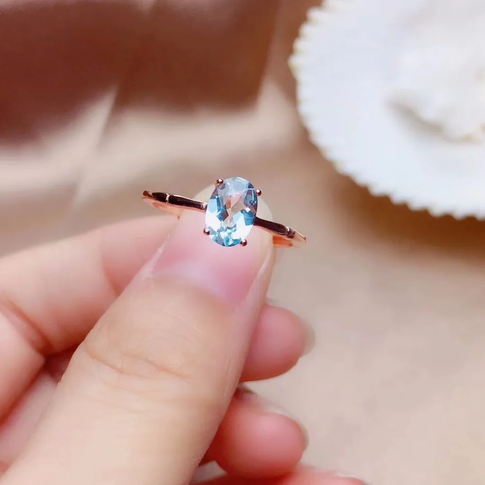 Simple Aquamarine & Sapphre Silver Fashion Women Gemstone Ring Jewelry  NJ161-62 