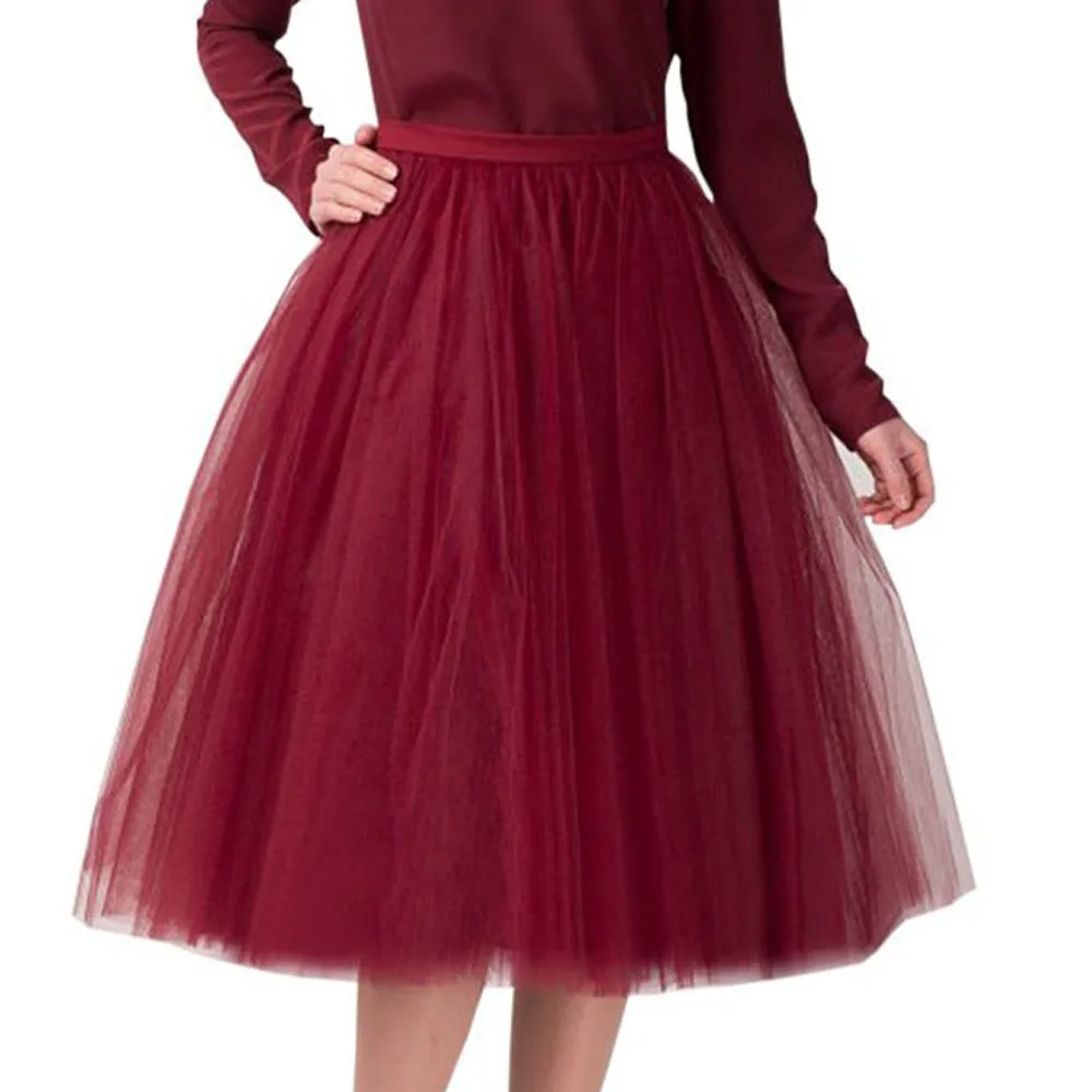 Тюлевая Женская юбка высокого качества из плиссированной газовой ткани, Юбка До Колена, юбка-пачка для взрослых, юбка для танцев, faldas mujer moda# N05