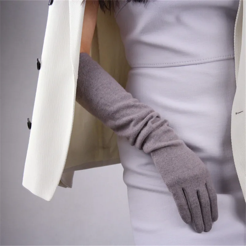 Cashmere Wool Woman's Gloves Long Style Elastic Retro Evening Vestido Classical French Elegance Lady Gloves Female TB26-1