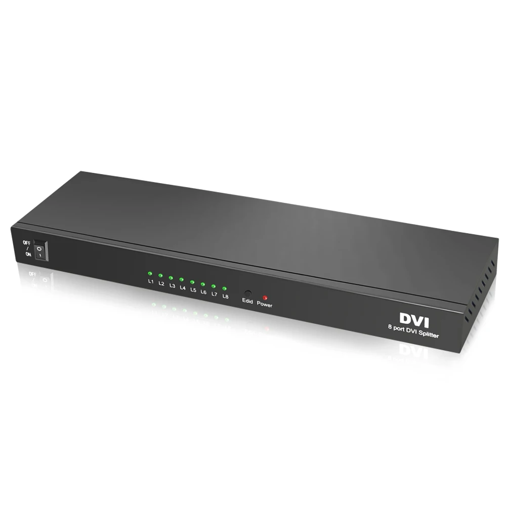 8 портовый разделитель DVI 1X8 Dual Link DVI-D до 1920x1440 dvi видео сплиттер Поддержка 3D 1080 P с блоком питания
