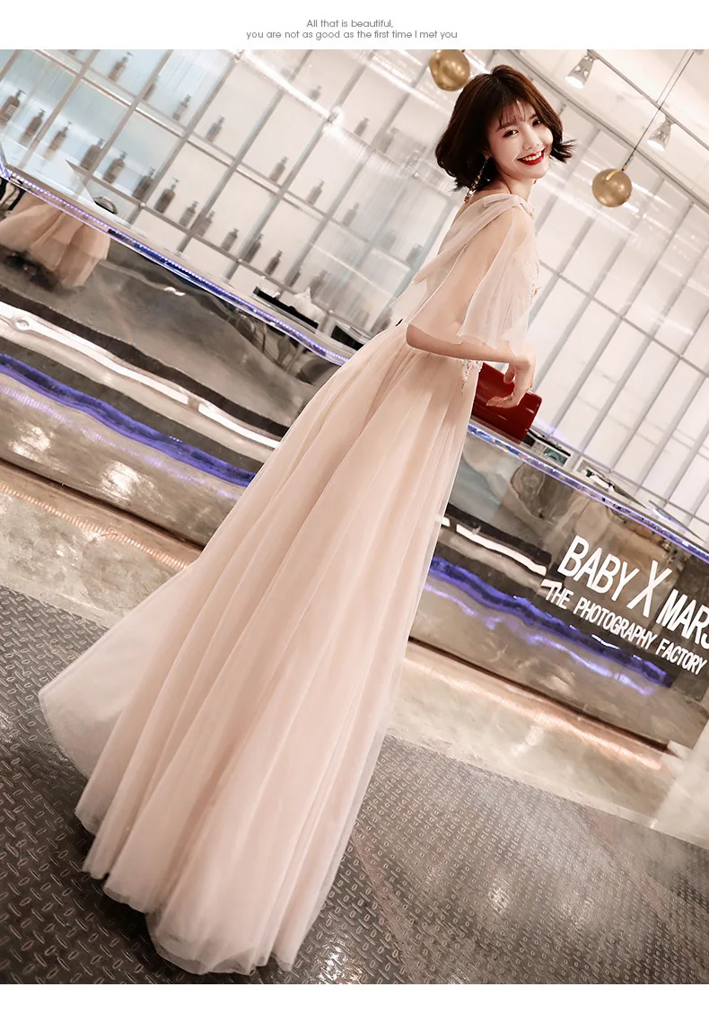 Beauty Emily длинные кружевные платья подружки невесты с v-образным вырезом Тюль Цветочные вечернее платье с аппликацией плиссированные