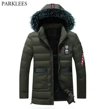 Большой меховой воротник куртка с капюшоном Для мужчин зима плюс бархат парка пальто утепленная верхняя одежда Человек ветровка Теплый пуховик куртки пальто