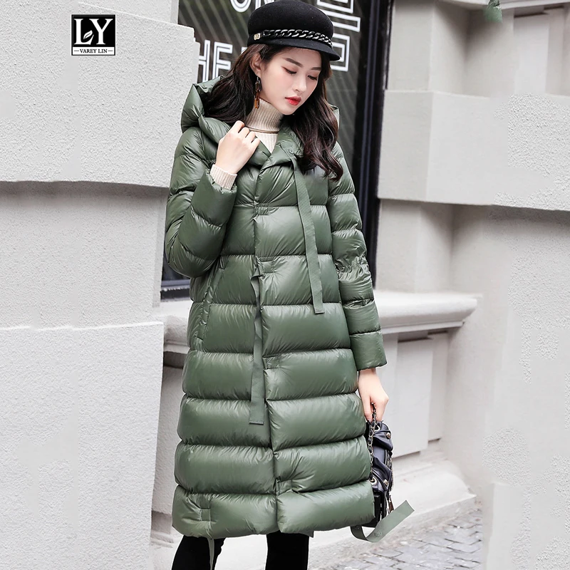 

Ly Varey Lin Winter Women Ultra Light 90% White Duck Down Parka Loose Warm Hooded Long Jacket Female Down Outerwear