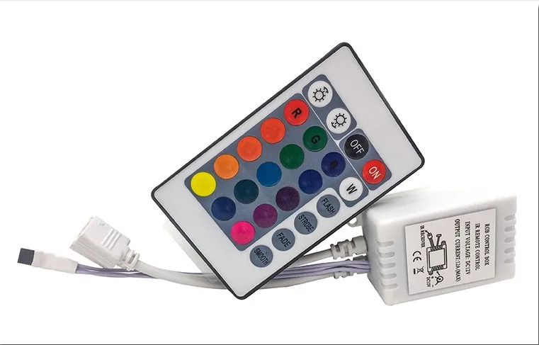 Фокус светильник блистерной упаковке SMD 3528 RGB не обладает водонепроницаемостью: светодиодный лента 5 м 300 светодиодный S+ контроллер с 24 кнопками+ адаптер AC/DC 12V RGB светодиодный светильник полосы