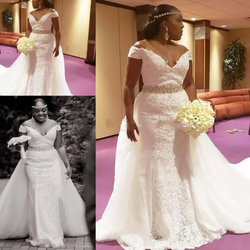 african-plus-size-wedding-dresses-with-detachable-train-off-the-shoulder-lace-crystal-belt-garden-mermaid-wedding-dress-lace-bridal-vestido_