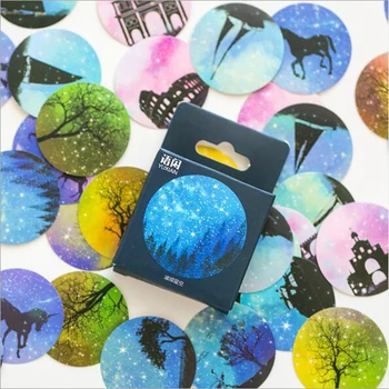 

50PCS/box Bright Starry sky Round Sealing Paper Label Sealing Stickers Crafts And Scrapbooking Decorative Album DIY Stationery
