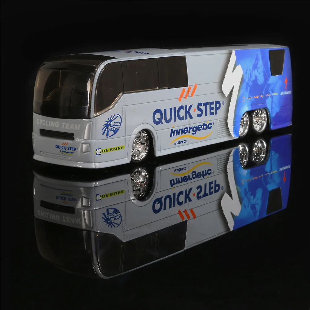 1:50 Belgium Quick Step Cycling Teams Dlscovery Travel Coach Bus Simulation Model Alloy Car Home Decoration Gift Toy |