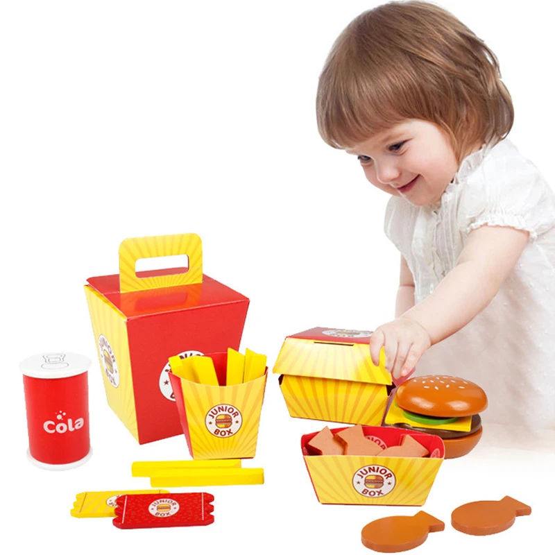 

Miniature Food Kitchen Toy Set Pretend Play Do House Simulation Cooking Snack Hamburgers Educational Toys For Girl Kid