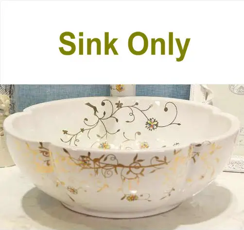 Китай художественной ручной работы цветок Форма столешницы Керамика Ванная комната раковина умывальник - Цвет: Sink Only