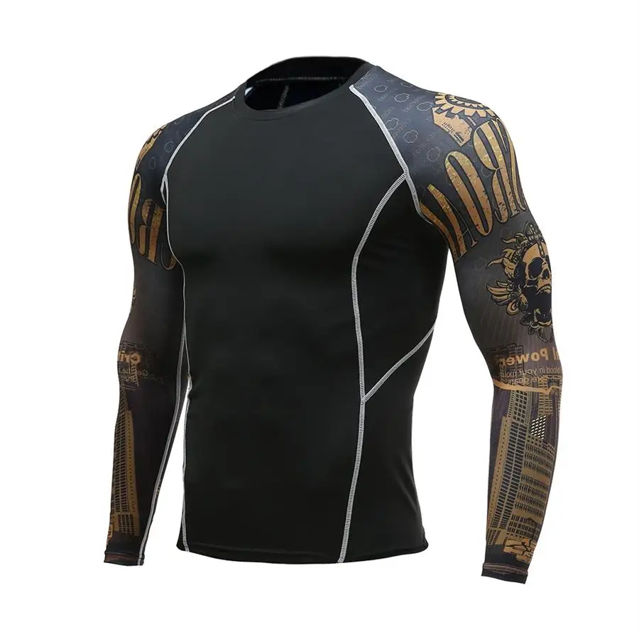 

New Brand Long Sleeve Sport Shirt Men Quick Dry Mens Running T-shirts Snake Gym Clothing Fitness Top Mens Rashgard Soccer Jersey