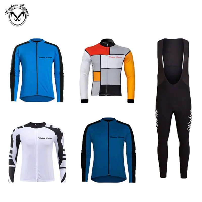 

Wisdom leaves Cycling Clothing 2019 Pro Cycling Jersey Set Men Roupa Ciclismo Cycling Set Full Sleeve Mountain Bike Jersey Sets