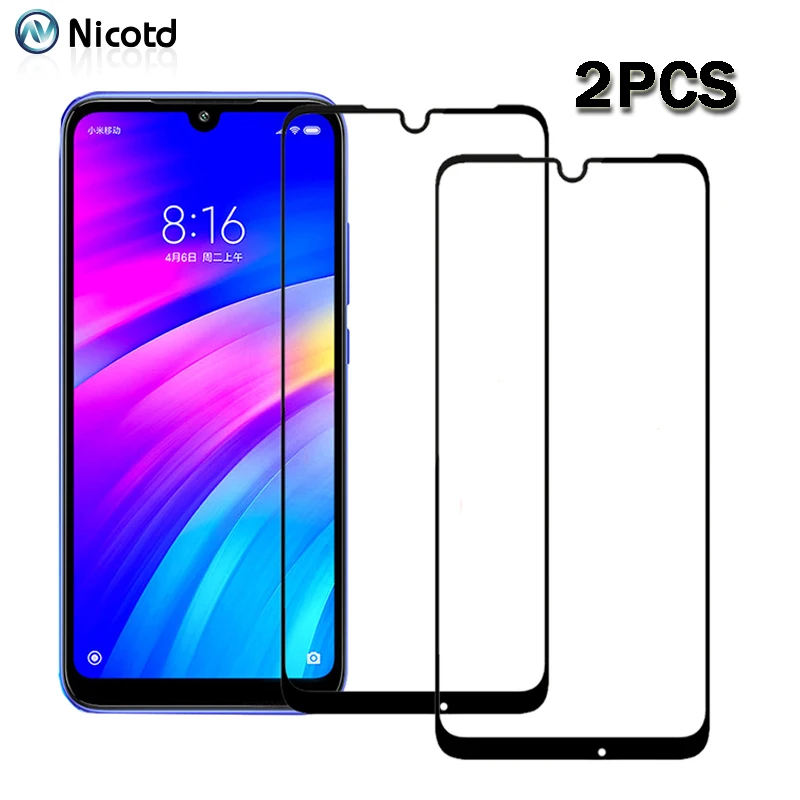 Nicotd 2PCS Glass For Xiaomi Redmi 7 Full Coverage Film 2.5D For Redmi Note7 Pro Tempered Glass Explosion proof Screen Protector (1)