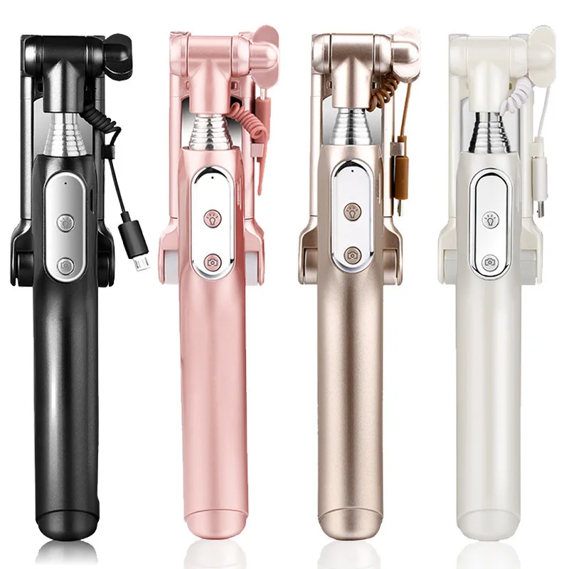 

Bluetooth selfie stick with fill light and rear mirror wireless recharging monopod for iphone Samsung Sony HTC Android phones