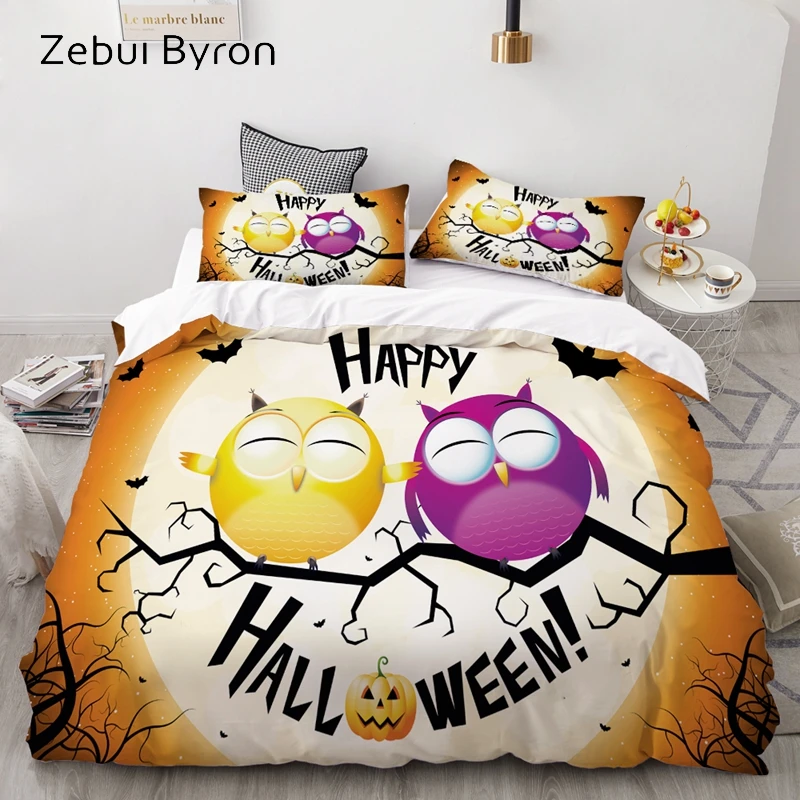 

3D Cartoon Bedding Set for kids/children/baby/boys/girls,Duvet Cover Set Custom,Quilt/Blanket Cover Set Halloween owls