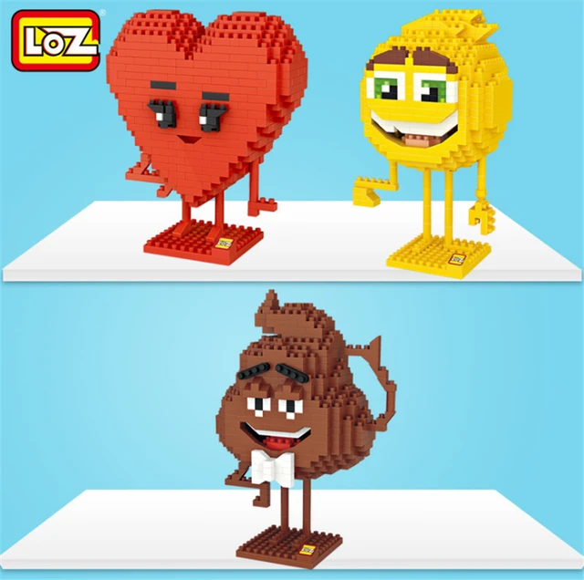 loz blocks anime miss red heart smiley poo shape emoji diamond