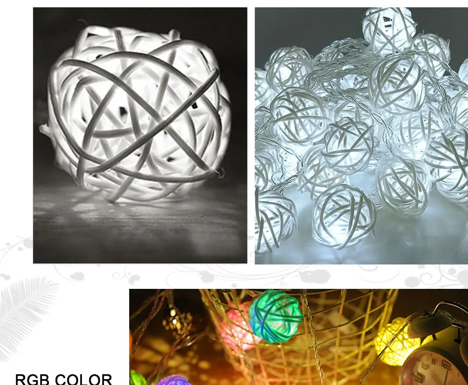 Luminaria Led Rattan Balls Fairy String Decorative Lights Battery Operated Christmas Outdoor Patio Garland Wedding Decoration  (12)