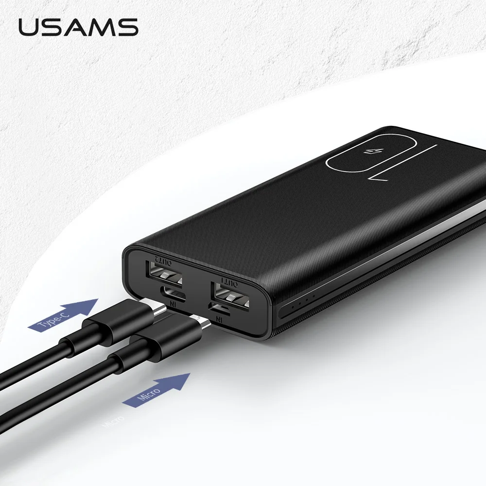 

USAMS 10000mAh Mini Power Bank 2.1A Fast Charging Power Bank for iPhone Samsung Portable External Battery Powerbank for Xiaomi
