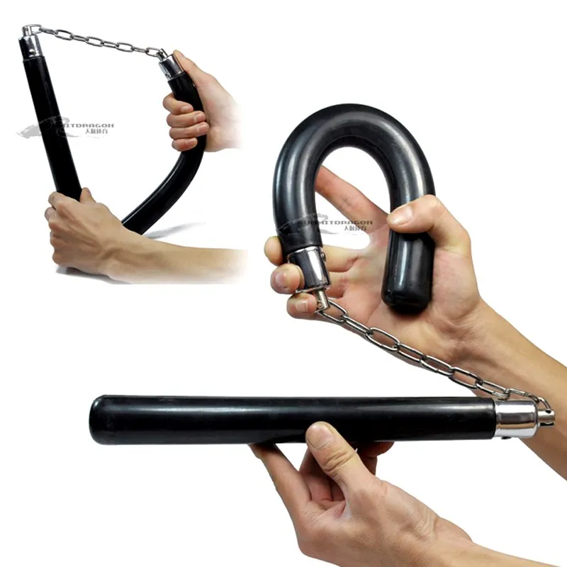 

China Kung Fu Martial Arts Wing Chun Natural Rubber Nunchakus not metal Bruce Lee Artes Marciais Wushu Practice Equipment Black