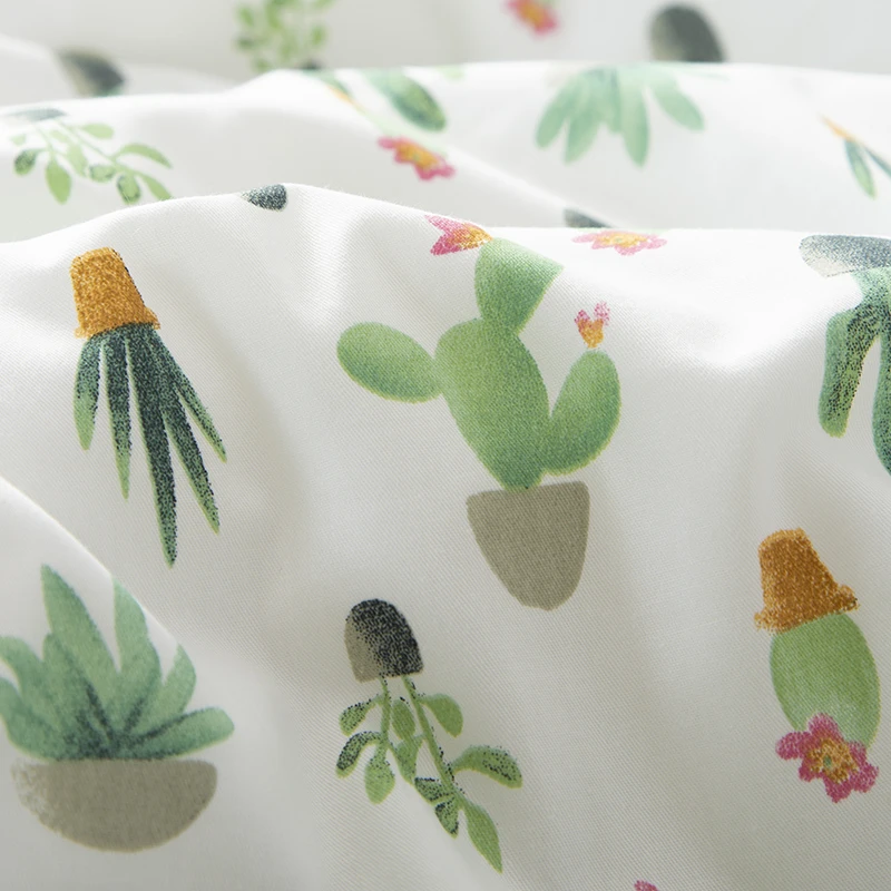 customize ins hot crib pillowcase bed sheet quilt cover 100% cotton cactus pattern baby kids bedding set  (2)