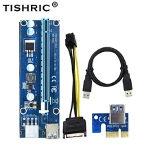 TISHRIC 10pcs VER006C PCI Express Riser Card Extender PCI-E PCIE 1x 16x USB 3.0 Molex 6Pin to SATA Adapter Cable For BTC Miner TISHRIC 10pcs VER006C PCI Express Riser Card Extender PCI-E PCIE 1x 16x USB 3.0 Molex 6Pin to SATA Adapter Cable For BTC Miner
