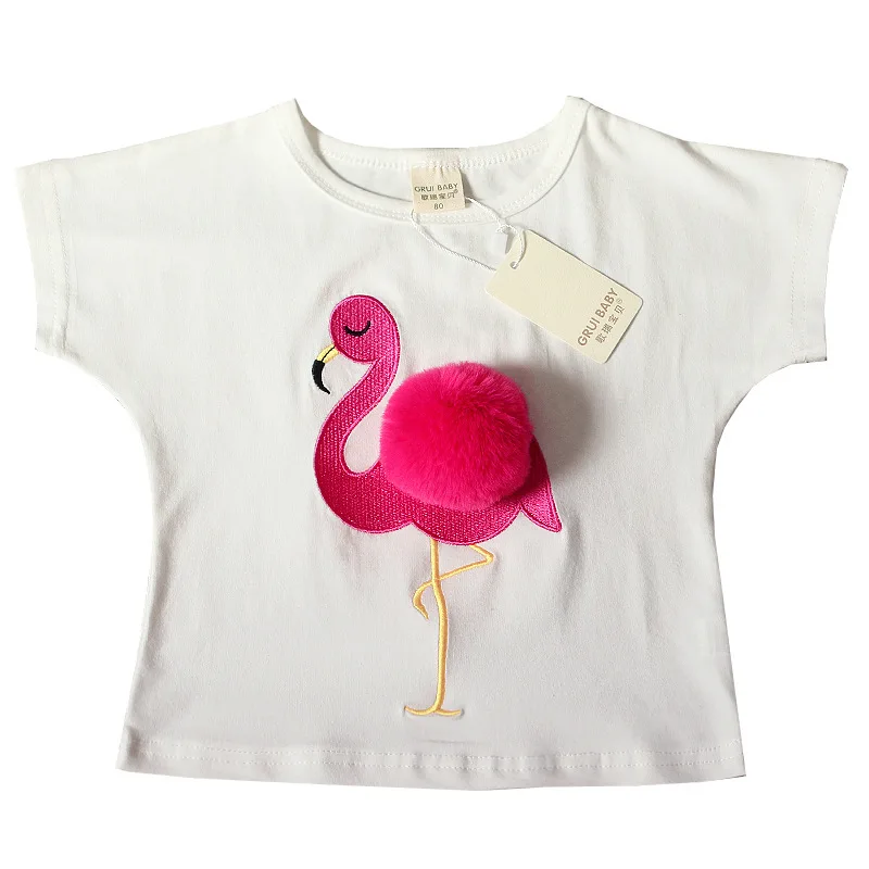 

LCJMMO High Quality Summer Girls Tshirt Casual Flamingo O-neck Kids Girl T Shirt Baby Girl Tops Clothes 1-6Y