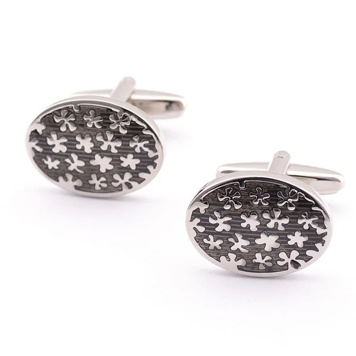 

2015 NEW ARRIVAL enamel Men Cufflinks Glossy Oval with Complicated Flowers Pattern Exquisite Cuff Button Cuff Button Cuff-link