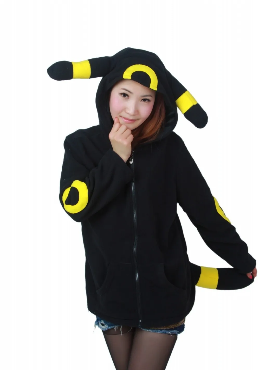 Мультфильм синий блестящий Umbreon Onesie Косплэй костюм флисовое ночное белье пижамы Хэллоуин Черный Umbreon комбинезон