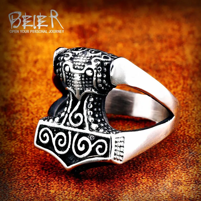 

Beier 316L Stainless Steel man ring high quality nose Vikings Odin 's Symbol Myth raven Ring jewelry Amulet Vintage SMR003