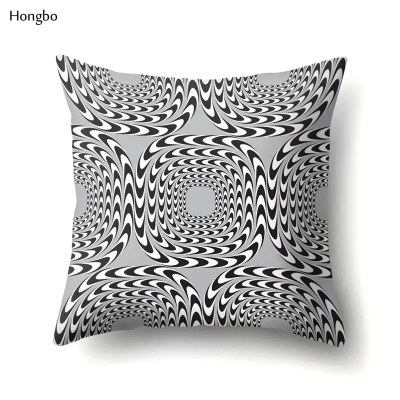 Hongbo Подушка с геометрическим рисунком чехол абстрактная черно-белая полосатая точечная сетка Геометрическая художественная наволочка almohada