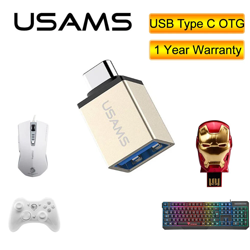 USAMS металлический USB C type Мужской к 3 1 Женский Для xiaomi 4c конвертер адаптер OTG