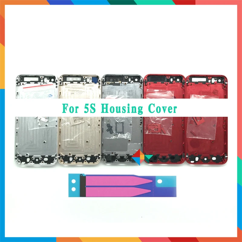 Ceny Wysokiej jakości dla iphone 5 5G 5S SE tylna obudowa pokrywa pokrywa baterii obudowa z klapką środkowa rama + naklejka na baterię
