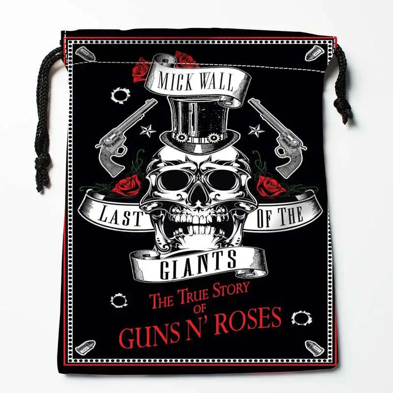 Новое поступление, сумки на шнурках с принтом «guns N' Roses», размеры 18X22 см, Мягкая атласная ткань, возможность хранения, сумка для хранения одежды, сумки для обуви - Цвет: 2