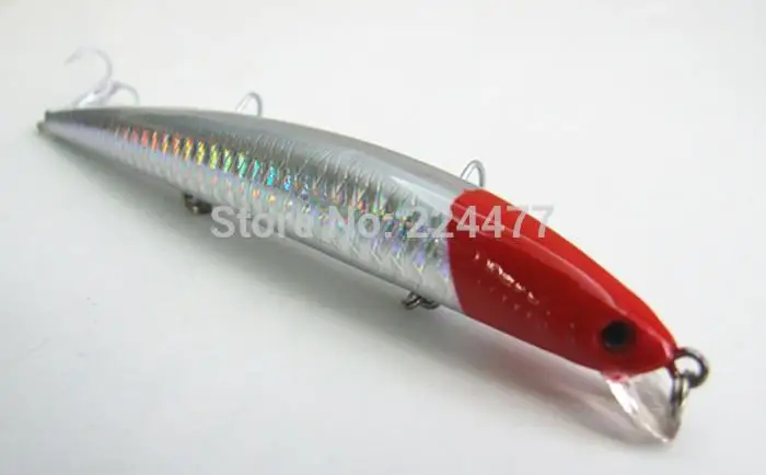 

12.5cm/13.5g White Color With Red Head Minnow Bait Floating Type Big Lure