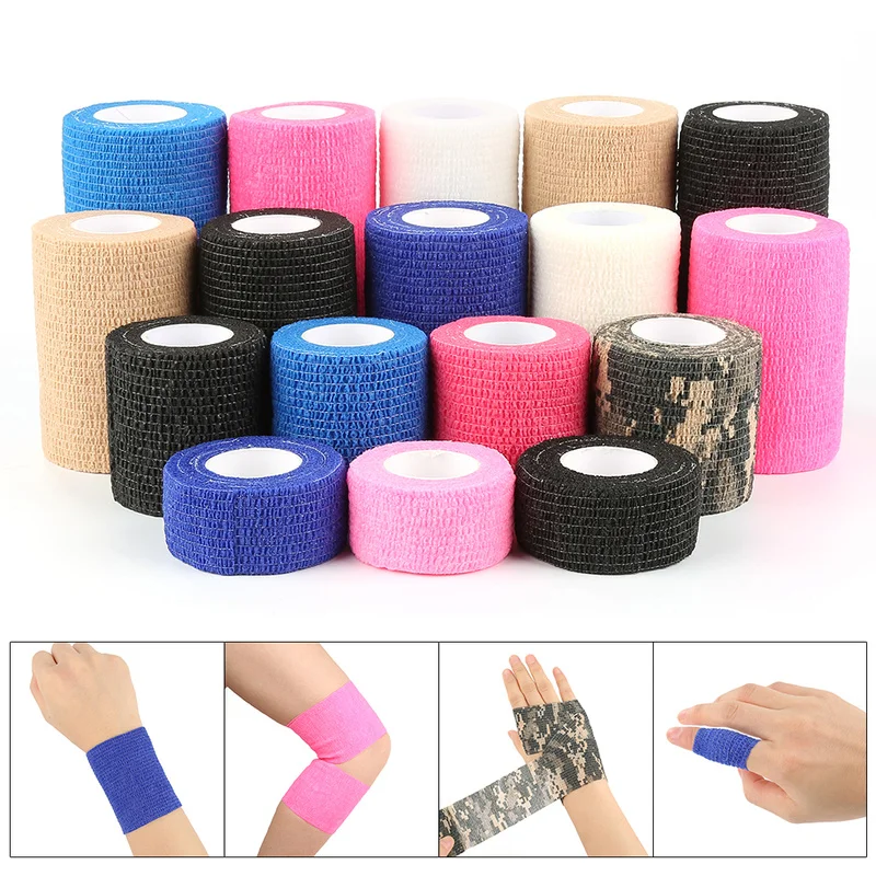 

New Security Protection Waterproof Self-adhesive Cshesive Bandages Elastic Wrap First Aid Sports Body Gauze Medical Tape