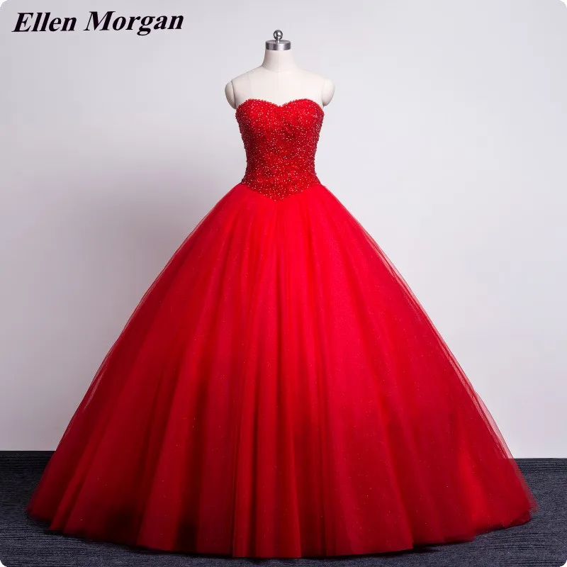 

Red Stone Wedding Dresses 2019 Sexy Sweetheart Lace up Corset Puffy Special Occasion Princess Cheap Bridal Gowns Real Picture