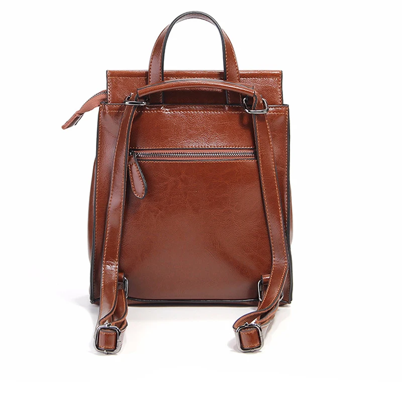 Mode brown Wachs Öl Rucksack Neue Lock Schnalle Koreanischen Black Flut Scjool Leder 2019 Stil red g6qt6w1B
