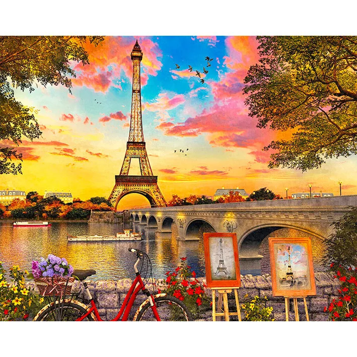 

5d DIY Diamond Painting Tower Landscape Cross Stitch Diamond Embroidery Scenery Full Round rhinestones love gift