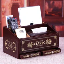 Luxury PU leather multifunctional desktop remote control storage box household fashion tissue box tissue pumping