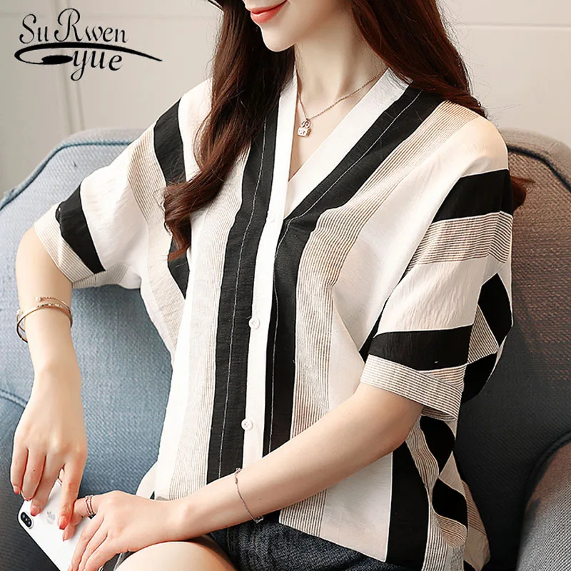 

Fashion woman blouses 2018 batwing sleeve plus size women blouse shirt striped women tops OL blouse blusas femininas 0548 30