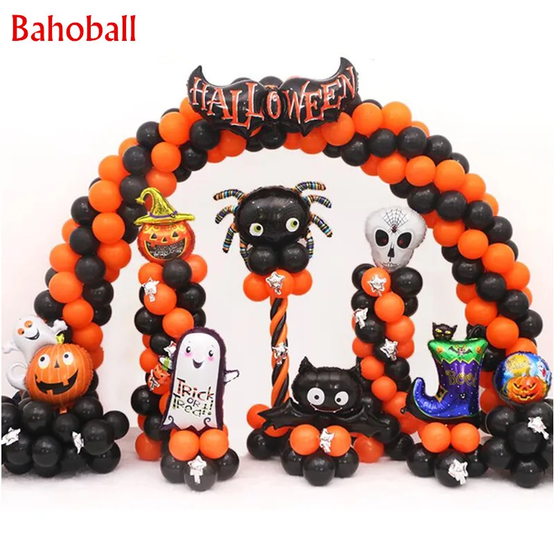 

100pcs /lot 12inch Black Orange Balloons Halloween Ballon Halloween Decorations Inflatable Helium Balloons Party Supplies Globos