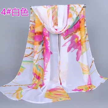 

Wholesale girl's printe floral scarf/scarves chiffon silk popular long summer muslim headband styple shawls/scarf XQ174