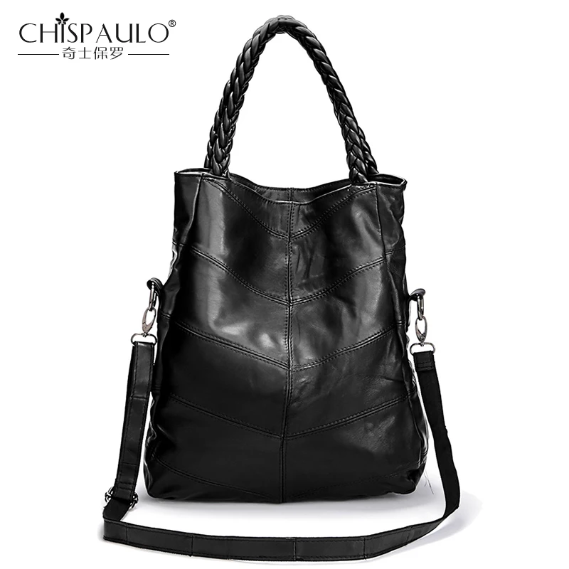 2017 Genuine Leather Women Shoulder Bags Famous Brand Sheepskin Patchwork Lady Casual Tote Luxury Handbags Women Bags Designer