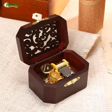 Ретро Деревянная Классическая Музыкальная Коробка с гравировкой заводная винтажная восьмиугольная рукоятка Изысканная Ретро музыкальная шкатулка для рождественских подарков