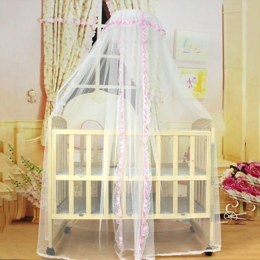 Baby Bed Mosquito Mesh Dome Curtain Net for Toddler Crib Cot Canopy Summer High Quality - Цвет: pink