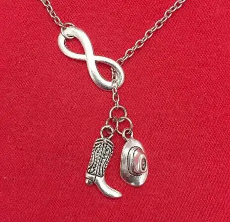 Baseball High Heels Promotion-Shop For Promotional Baseball High Vintage Silver Infinity Cowboy Hat High Heels I Love Baseball Cross Cupid Uncle Wing Choker Chain Necklace Pendant Jewelry Gift - Baseball High Heels Promotion-Shop For Promotional Baseball High